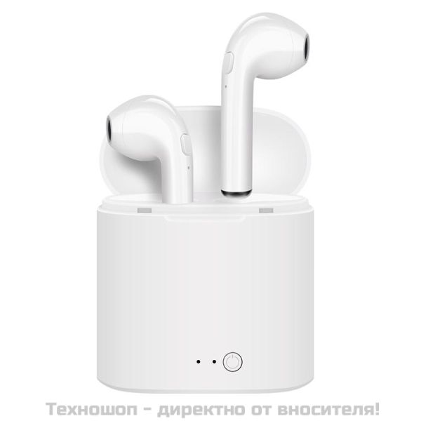 Безжични Bluetooth слушалки i7 S TWS с Power Bank кутия, Бял