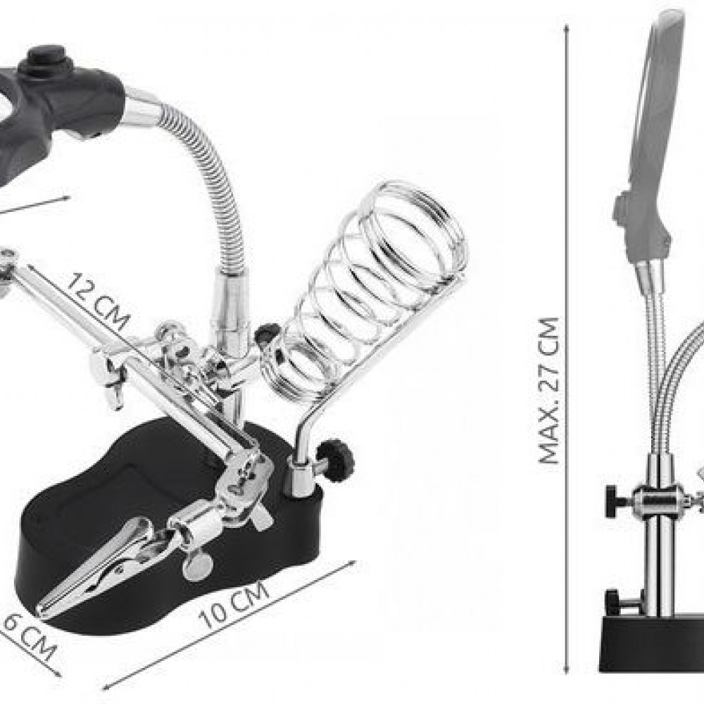 Работна станция – комплект "Трета ръка" с лупа и LED осветление
