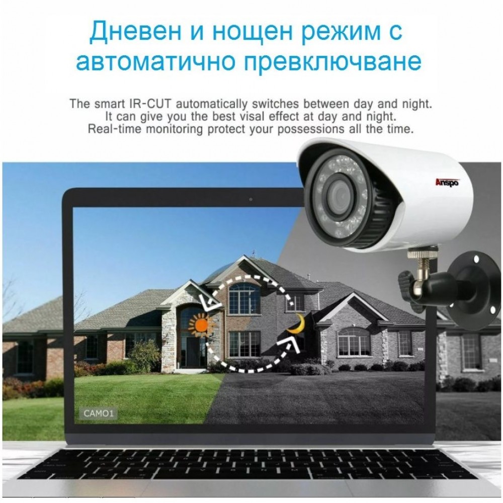 Комплект за видеонаблюдение с 4 HD камери и DVR, AHD, IR