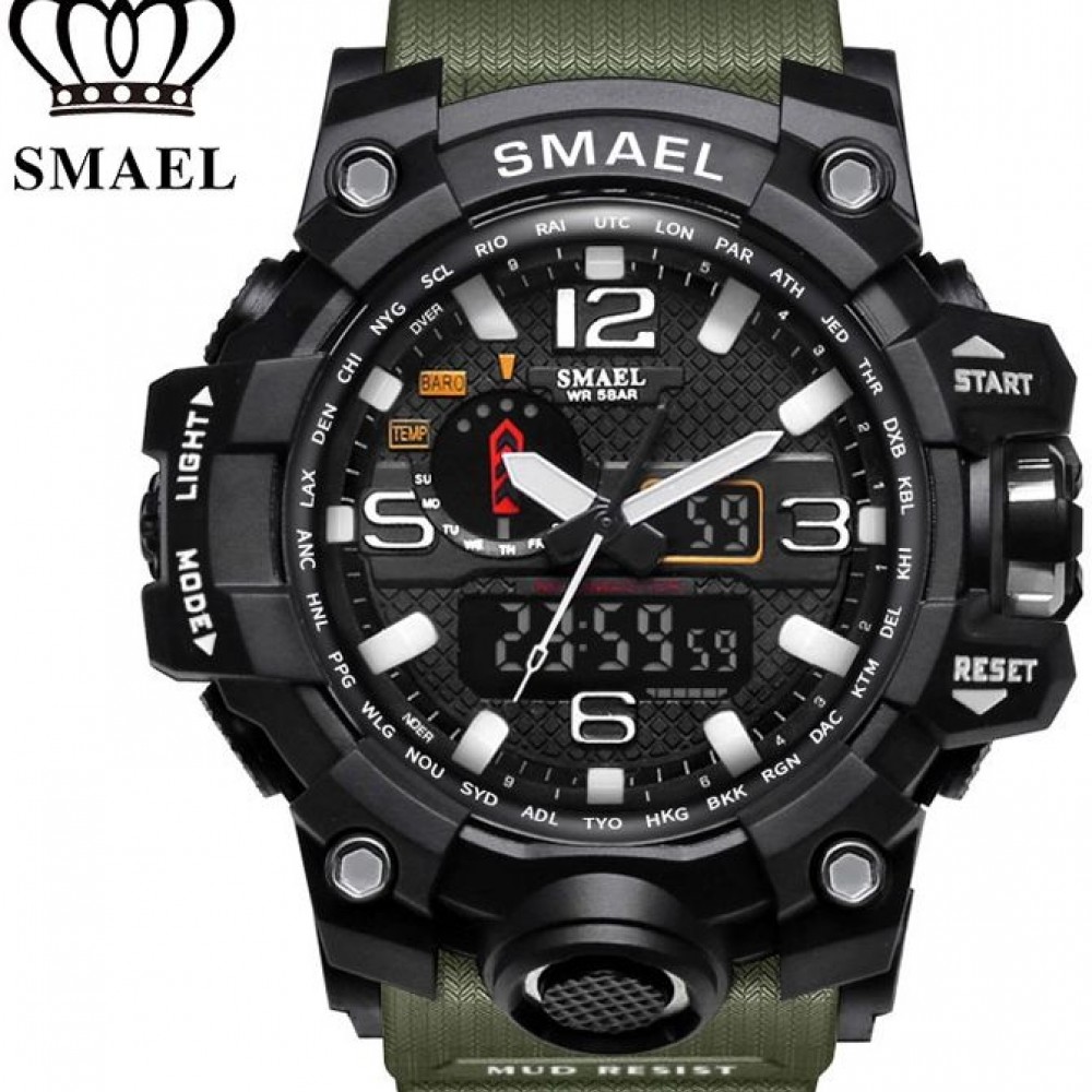 Спортен часовник SMAEL 1545 Green, зелен цвят