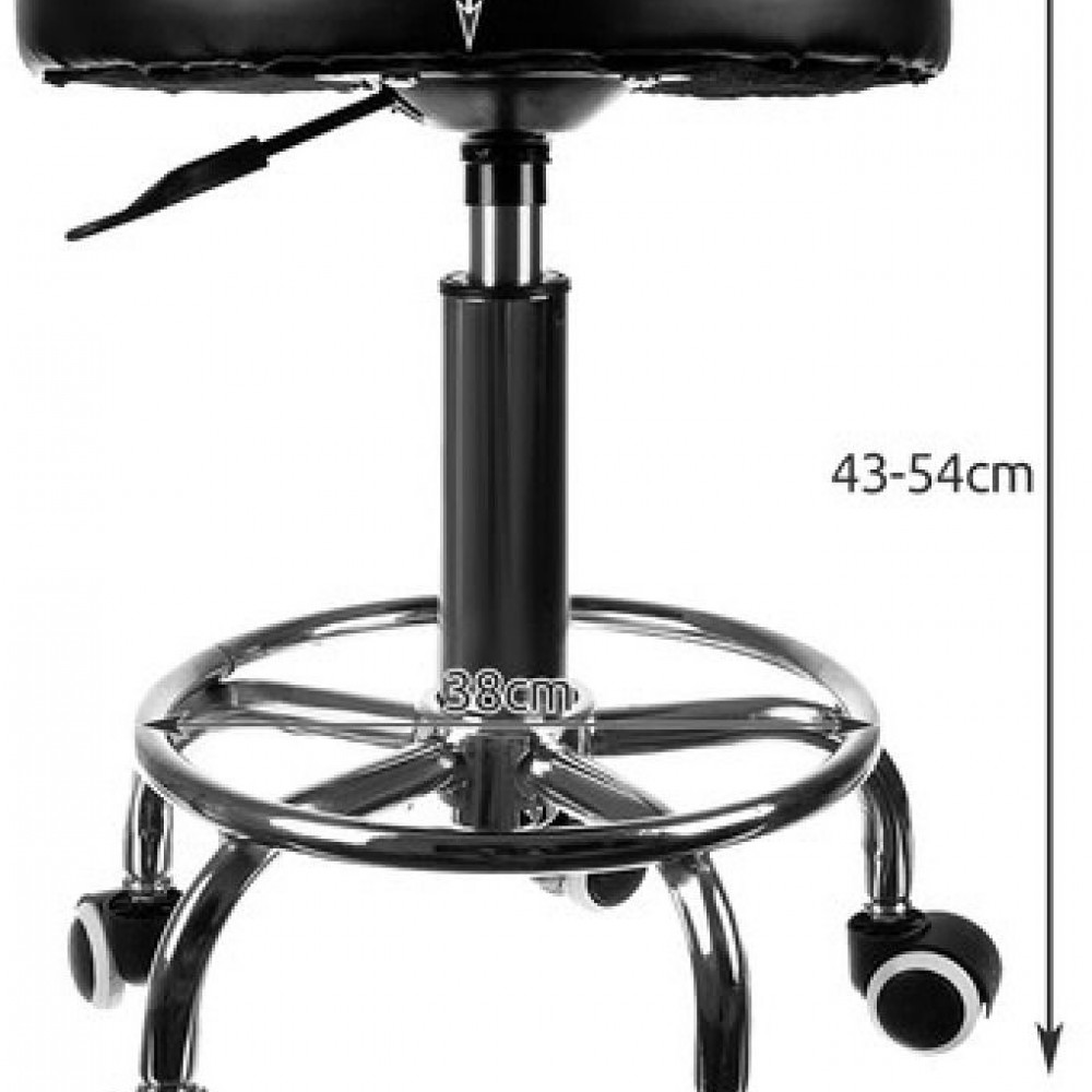 Козметична табуретка с колелца SF18 , регулиране на височина, черен цвят
