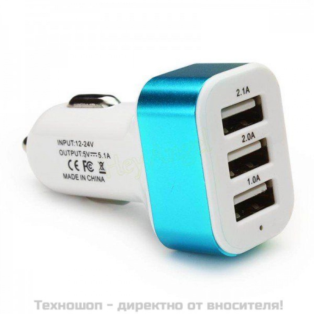 Троен USB разклонител за запалка