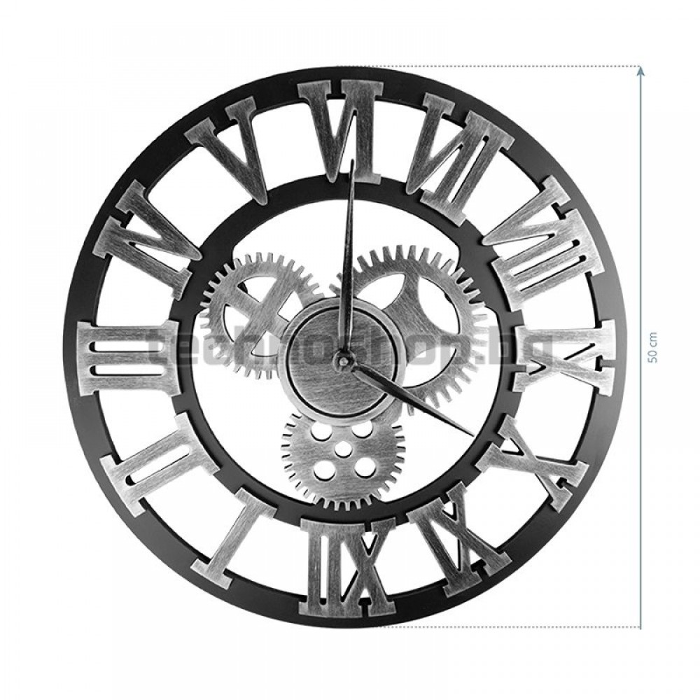 Декоративен часовник със сребърни римски цифри