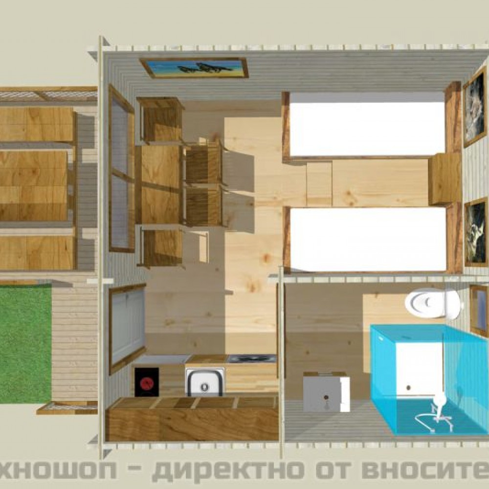 СГЛОБЯЕМО БУНГАЛО ОТ МАСИВНА ДЪРВЕСИНА - 21 кв.м.