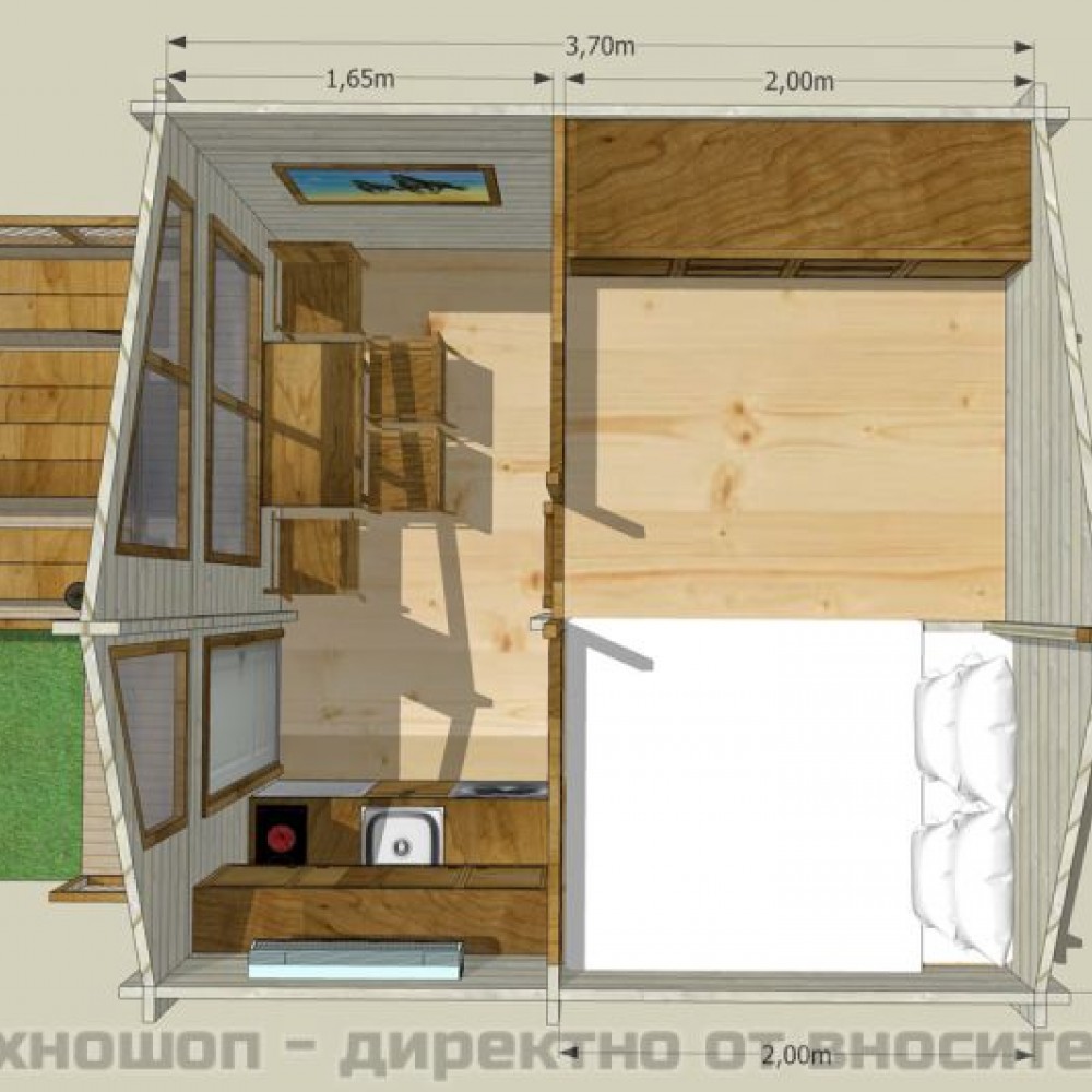 СГЛОБЯЕМО БУНГАЛО ОТ МАСИВНА ДЪРВЕСИНА - 21 кв.м.