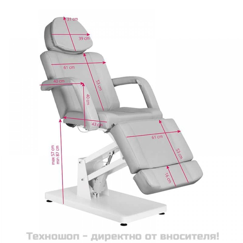 Електрически козметичен стол с 1 мотор - сив Basic 171