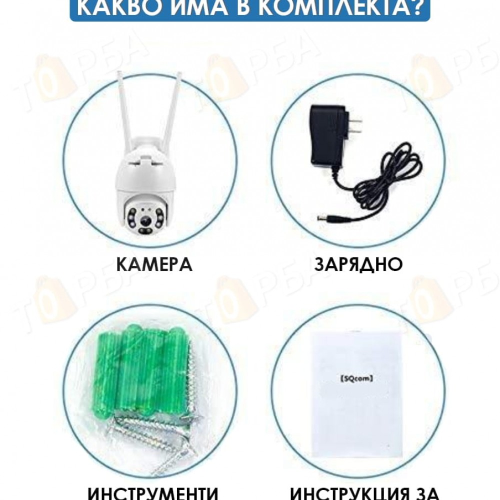 WIFI Въртяща се Куполна Безжична Камера 5MPX HD + КАРТА ПАМЕТ PRO 64GB