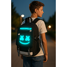 светеща ученическа раница marshmello