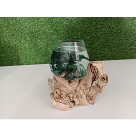 СТЪКЛЕНА ВАЗА ВЪРХУ ДЪРВО - ОБЛА