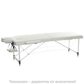 Двусекторна алуминиева масажна кушетка - Кремав цвят