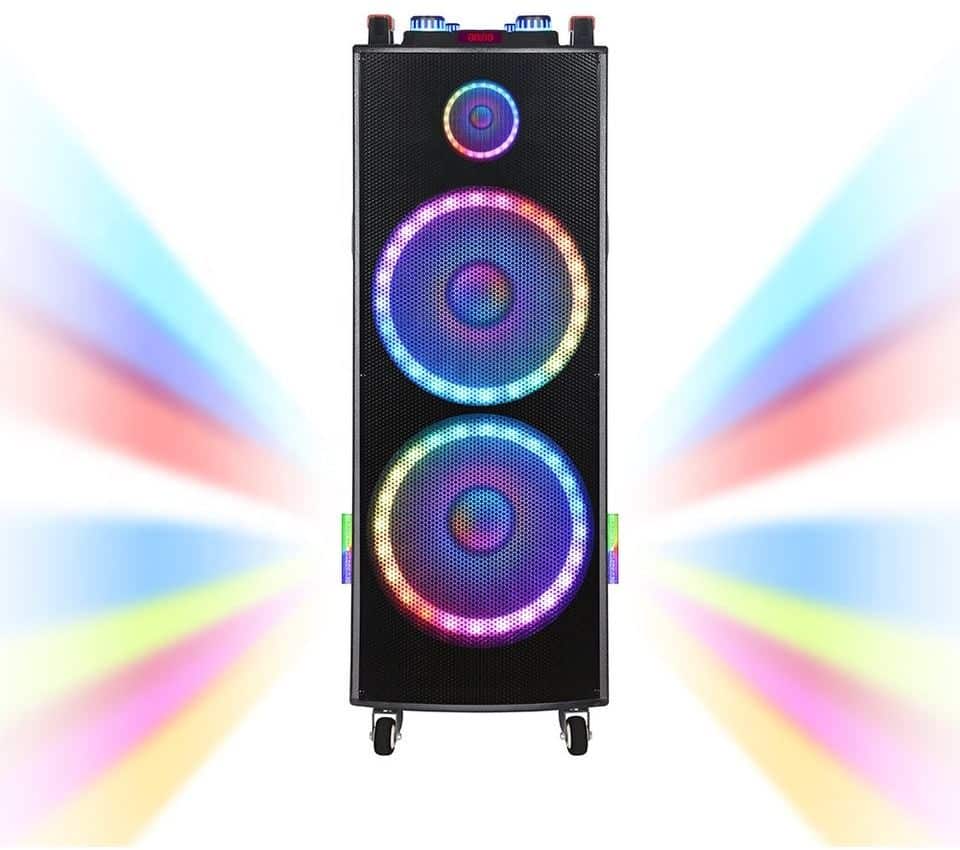 Двойна тонколона 2000W – 2 x 12″ говорители, цветни светлини NDR-1222 – снимка 7