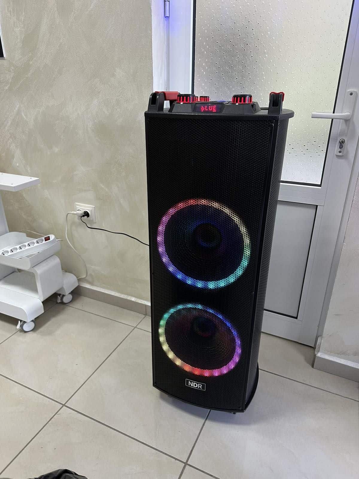 Двойна тонколона 2000W – 2 x 12″ говорители, цветни светлини NDR-1222 – снимка 8