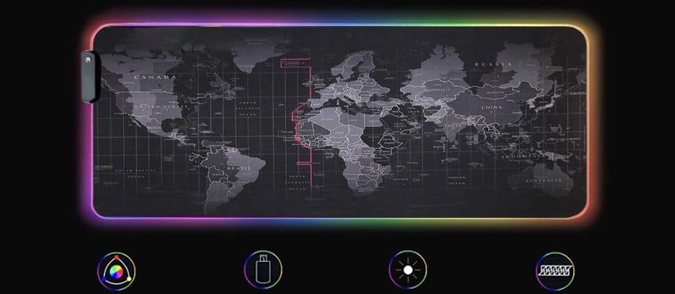 Светеща компютърна подложка с RGB осветление – World Map – снимка 5