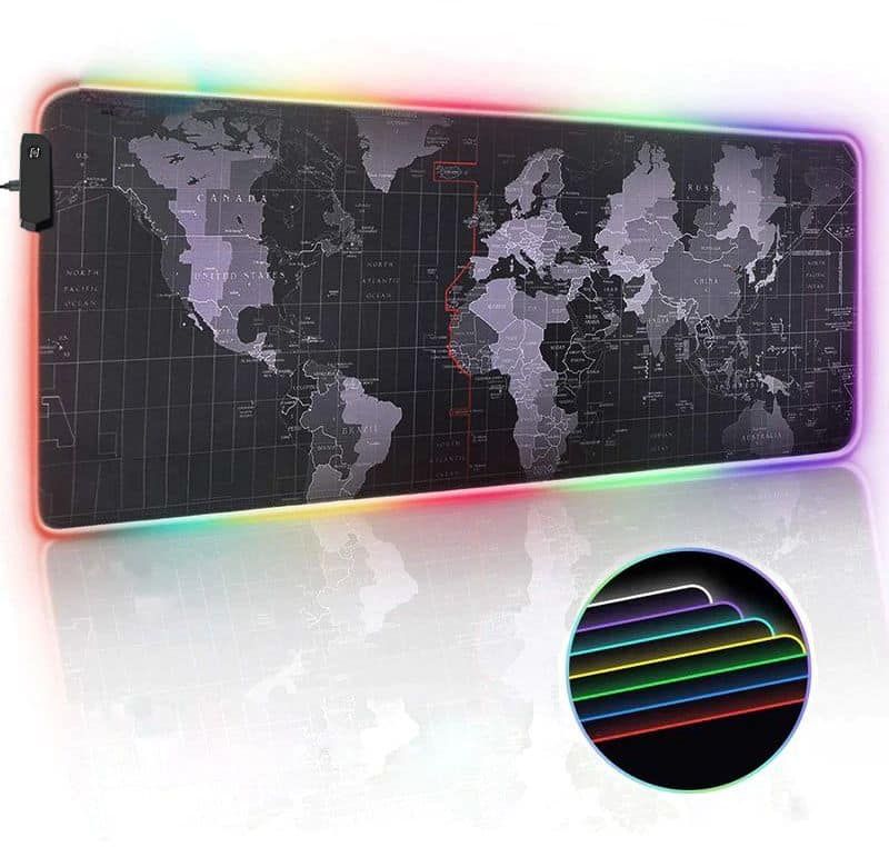 Светеща компютърна подложка с RGB осветление – World Map – снимка 2