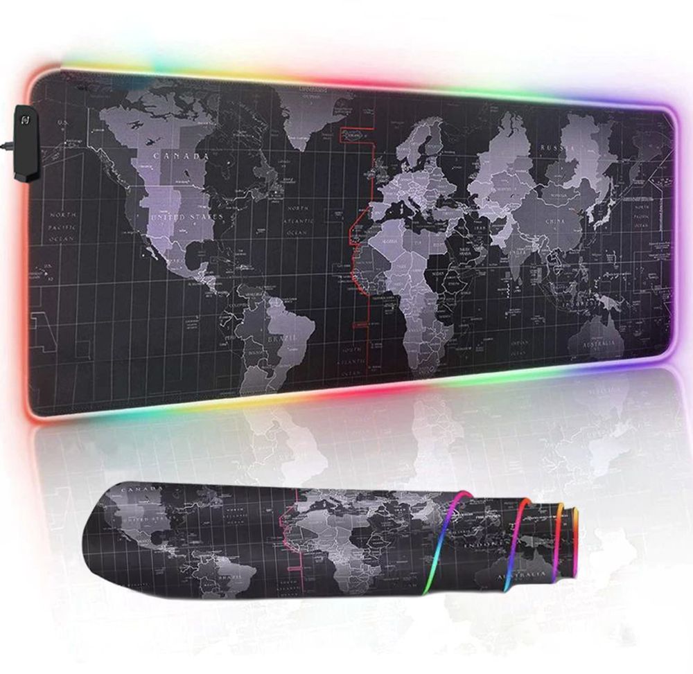 Светеща компютърна подложка с RGB осветление – World Map