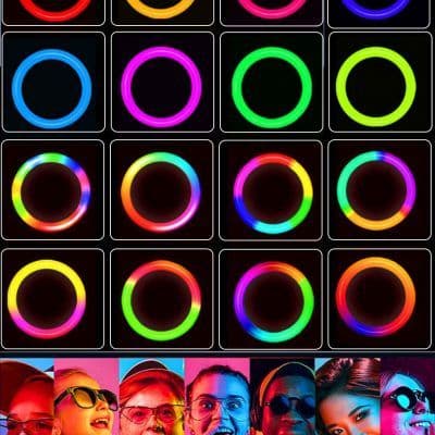 Ринг лампа с LED осветление 26 см, RGB, 20W – снимка 2