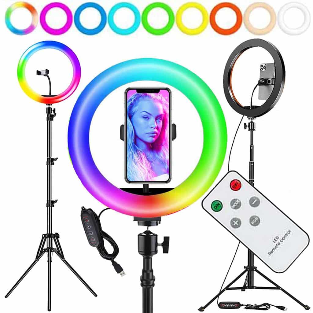 Ринг лампа с LED осветление 26 см, RGB, 20W – снимка 3
