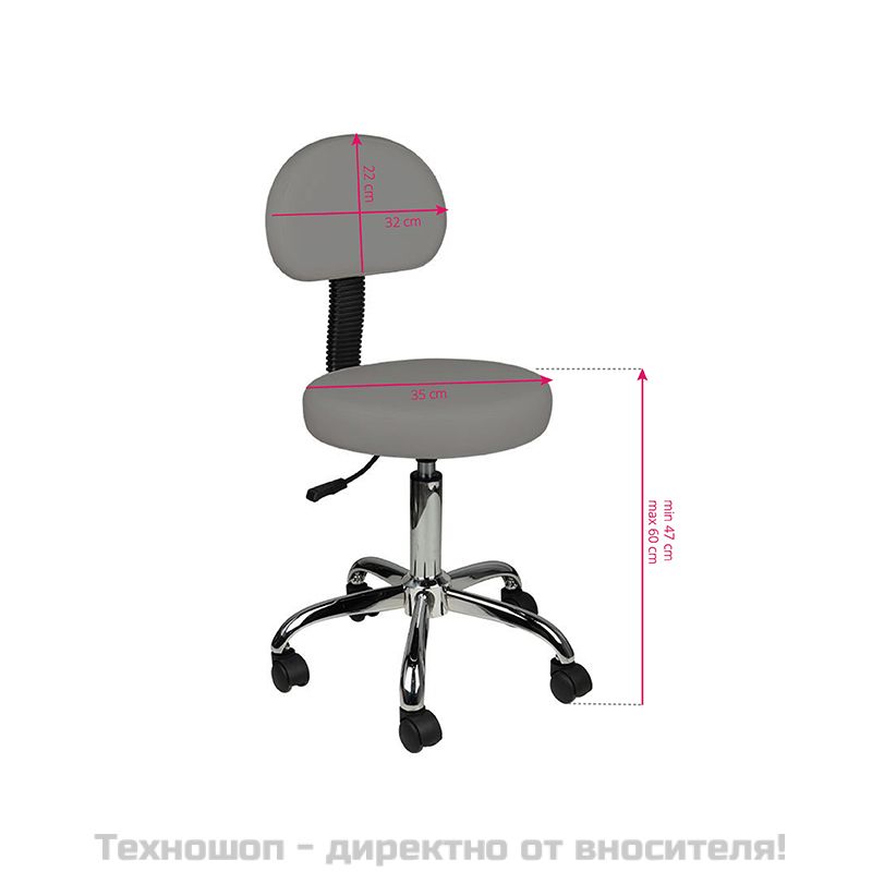 Козметичен стол с облегалка - сив AM-9934 – снимка 5