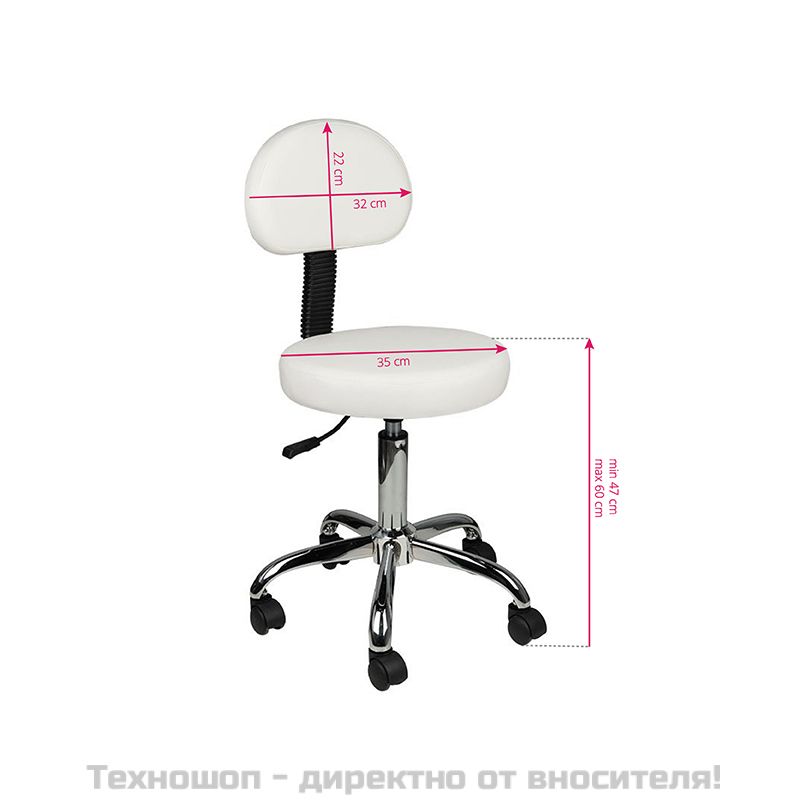 Козметичен стол с облегалка - бял AM-9934 – снимка 5
