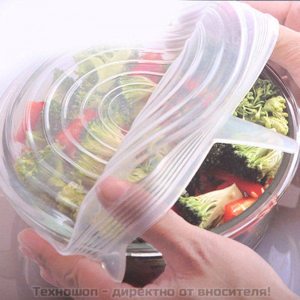 Силиконови вакумни капаци за храна 6 бр. – снимка 4