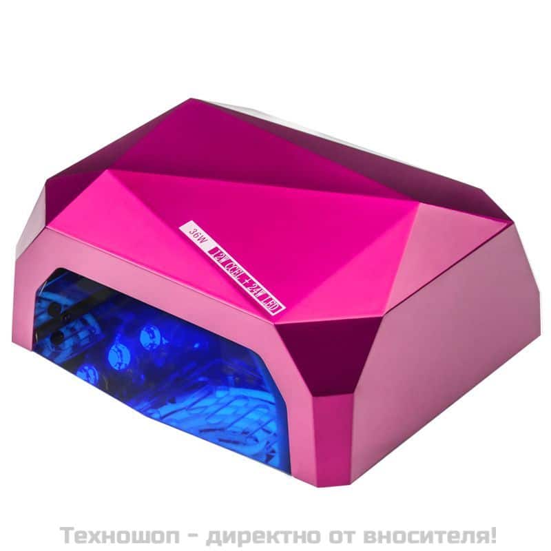 Козметична лампа за изсушаване на лак с таймер и сензор - розова Diamond UV LED CCFL 36W – снимка 2