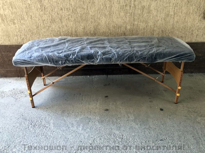 Еднократни чаршафи за масажна кушетка с ластик- син, CPE, 55g – снимка 12