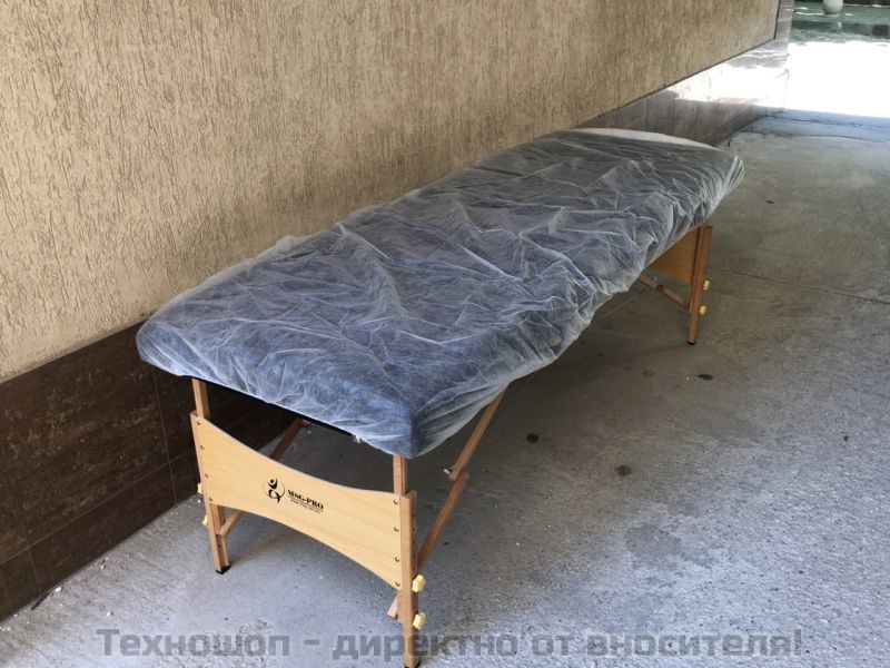 Еднократни чаршафи за масажна кушетка с ластик- син, CPE, 55g – снимка 14