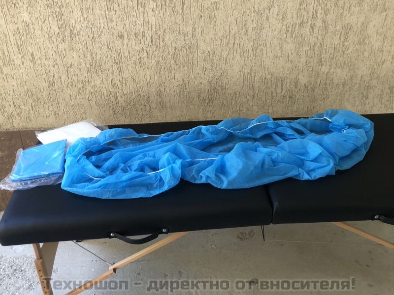 Еднократни чаршафи за масажна кушетка с ластик- син, CPE, 55g – снимка 4