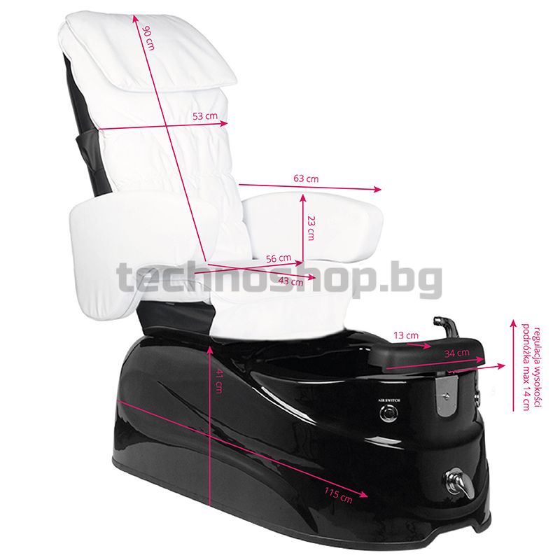 FOTEL PEDICURE SPA AS-122 BIAŁO-CZARNY Z FUNKCJĄ MASAŻU – снимка 2