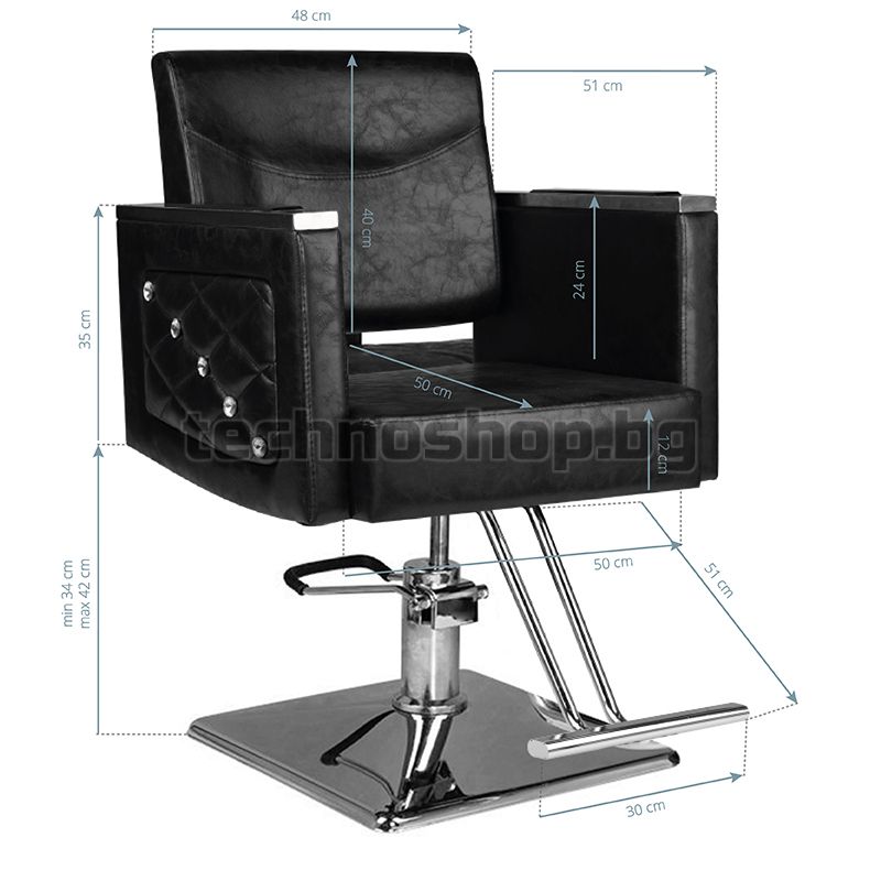 Фризьорски стол - черен Hair System SM363 – снимка 5