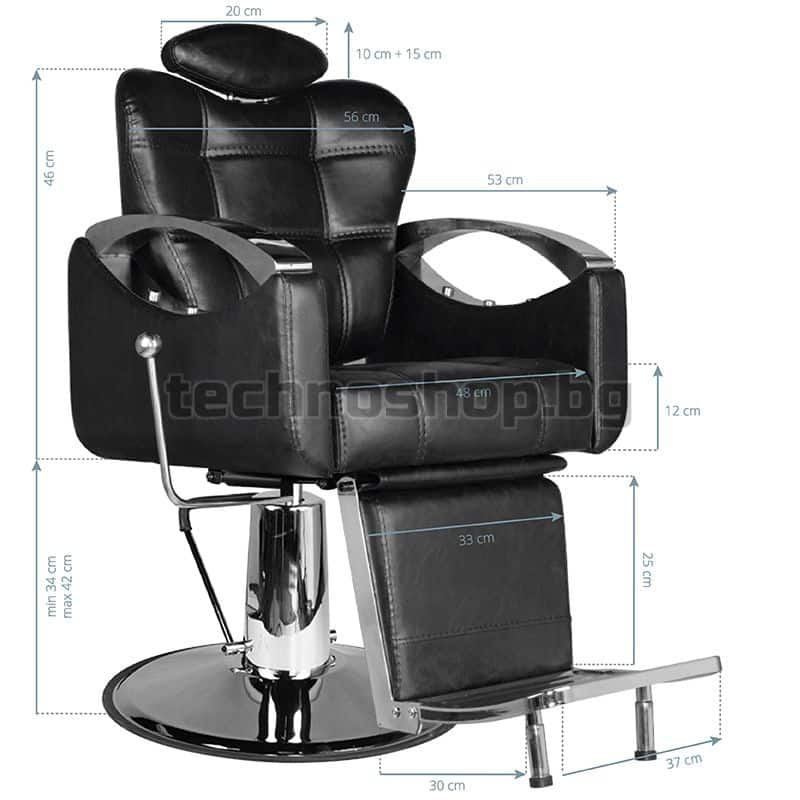 Бръснарски стол - черен Hair System SM107 – снимка 6