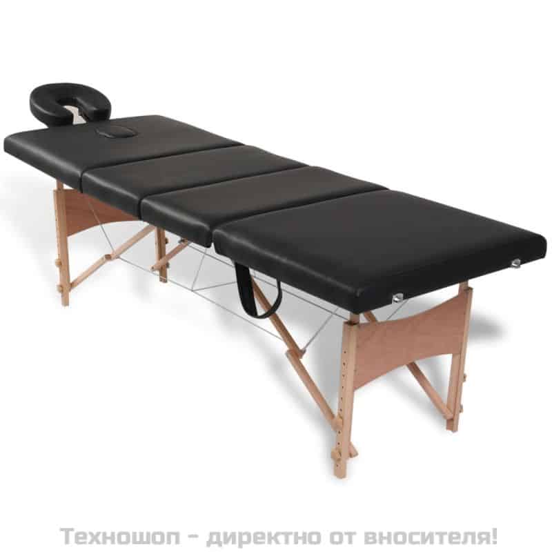 Дървена масажна кушетка с 4 сектора - Черен цвят – снимка 2