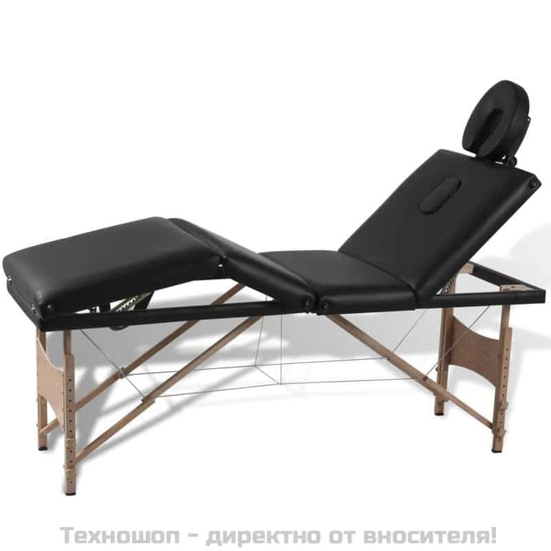Дървена масажна кушетка с 4 сектора - Черен цвят – снимка 3
