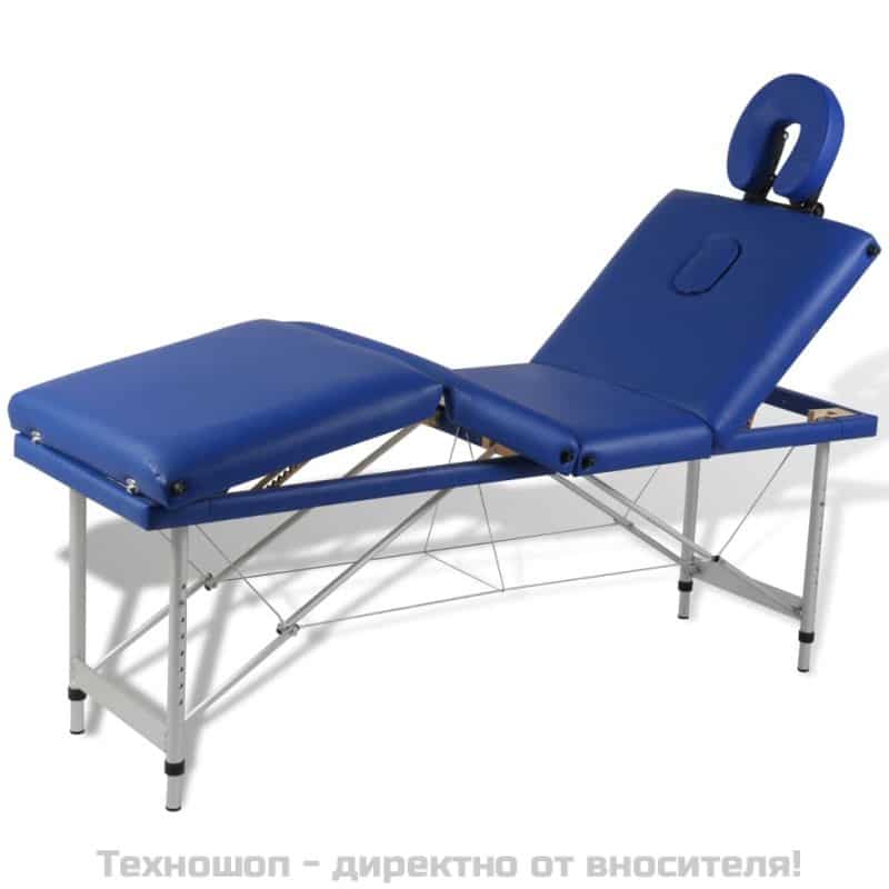 Алуминиева масажна кушетка с 4 сектора - Син цвят – снимка 2