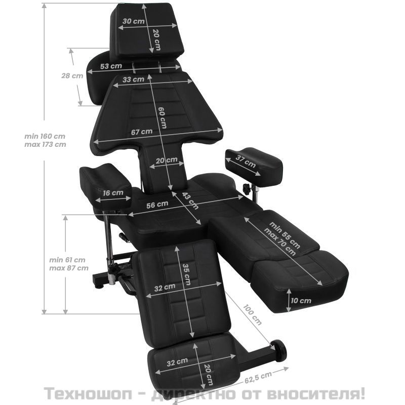 Стол за татуировки - черен Pro Ink 603B – снимка 13