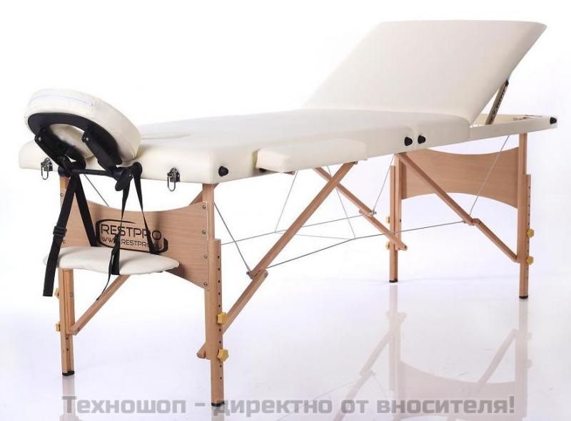 ТРИСЕКТОРНА МАСАЖНА КУШЕТКА "Restpro Classic -3" (цветове: кремав и черен) – снимка 6