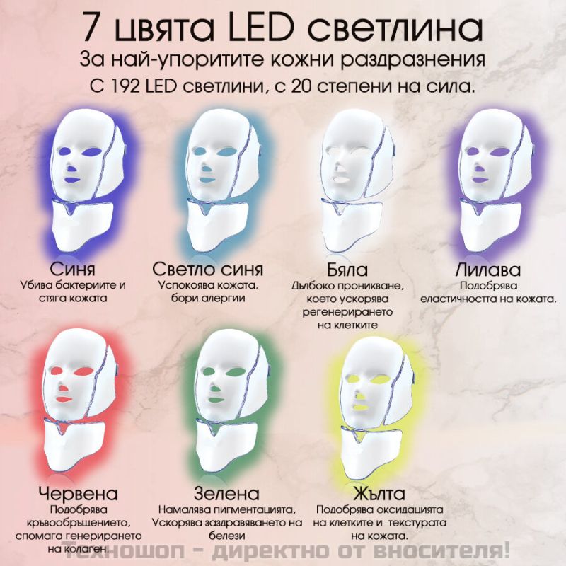 LED маска за лице и шия – снимка 10