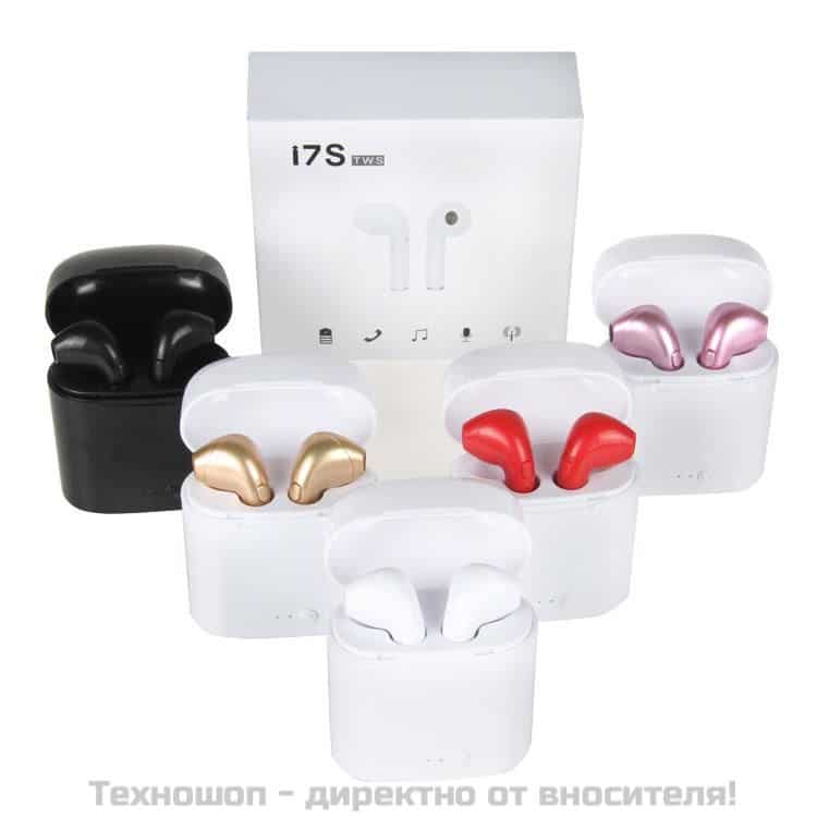 Безжични Bluetooth слушалки i7 S TWS с Power Bank кутия, розови – снимка 2