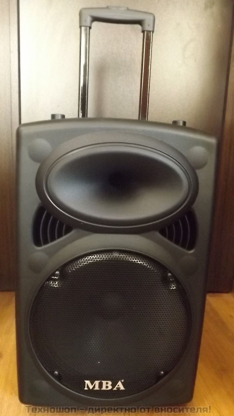 "MBA F-12A" - КАРАОКЕ ТОНКОЛОНА С FM ТУНЕР, BLUETOOTH, С 2 БЕЗЖИЧНИ МИКРОФОНА, ДИСТАНЦИОННО, ВГРАДЕН АКУМУЛАТОР и MP3 - ОТ SD КАРТА ИЛИ ФЛАШКА – снимка 2