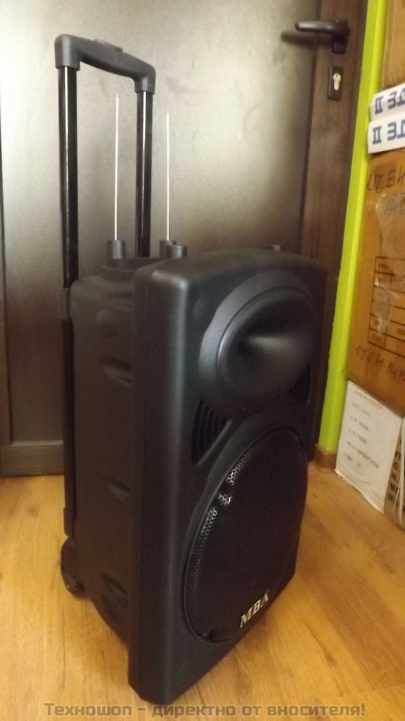 "MBA F-12A" - КАРАОКЕ ТОНКОЛОНА С FM ТУНЕР, BLUETOOTH, С 2 БЕЗЖИЧНИ МИКРОФОНА, ДИСТАНЦИОННО, ВГРАДЕН АКУМУЛАТОР и MP3 - ОТ SD КАРТА ИЛИ ФЛАШКА – снимка 3