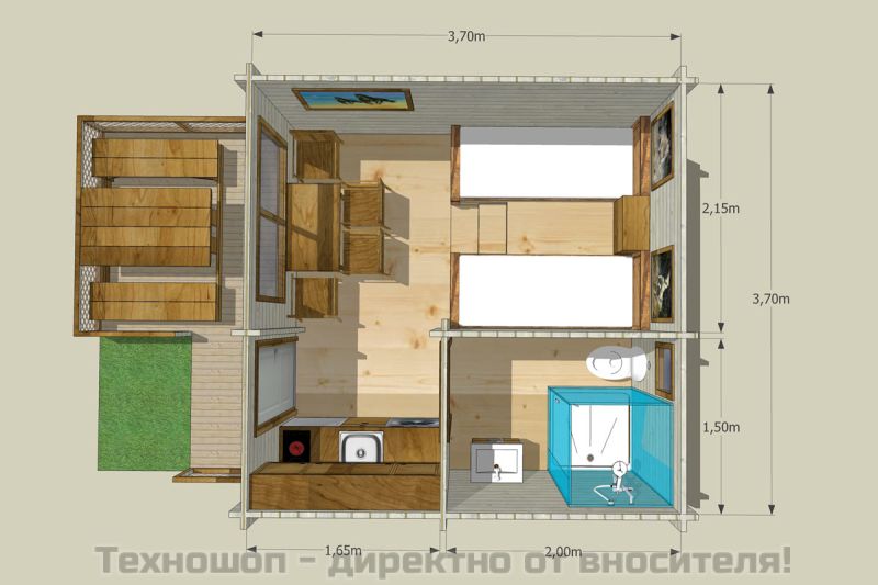 СГЛОБЯЕМО БУНГАЛО ОТ МАСИВНА ДЪРВЕСИНА - 21 кв.м. – снимка 9
