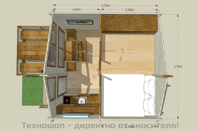 СГЛОБЯЕМО БУНГАЛО ОТ МАСИВНА ДЪРВЕСИНА - 21 кв.м. – снимка 10