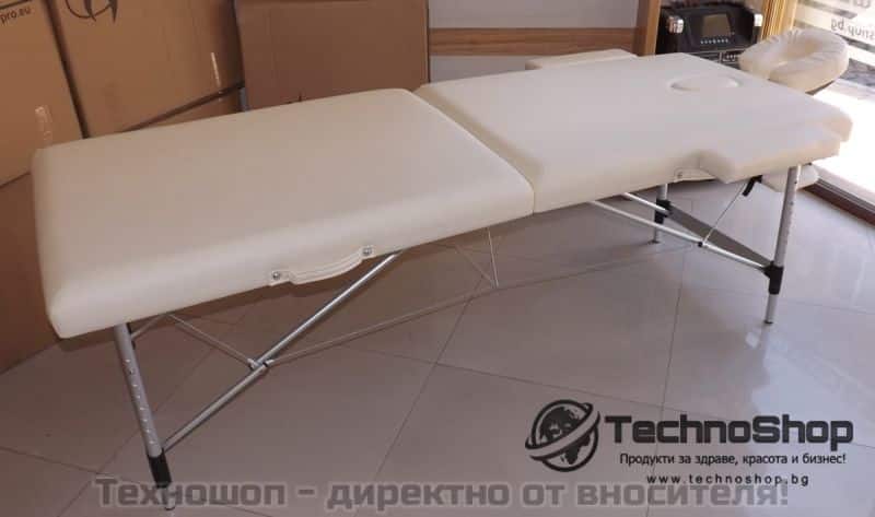 АЛУМИНИЕВА ДВУСЕКТОРНА МАСАЖНА КУШЕТКА MSG-PRO - КРЕМАВА – снимка 2