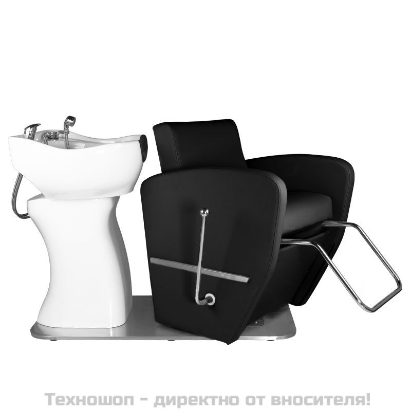 Фризьорски стол с апарат за измиване на коса - черен Gabbiano Bari – снимка 2