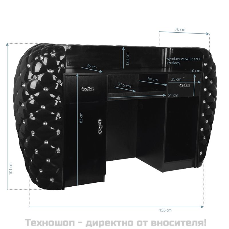 Бюро за рецепция - черна Gabbiano Diamond – снимка 6
