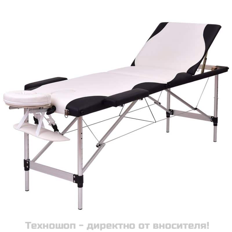 Двуцветна алуминиева трисекторна кушетка - Черно-бяла – снимка 2