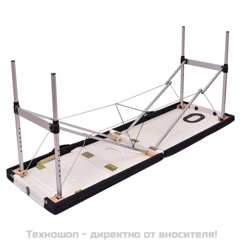 Двуцветна алуминиева трисекторна кушетка - Черно-бяла – снимка 5