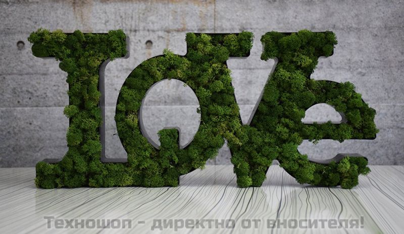 "LOVE" - светещ надпис от зелен Скандинавски жив мъх – снимка 4
