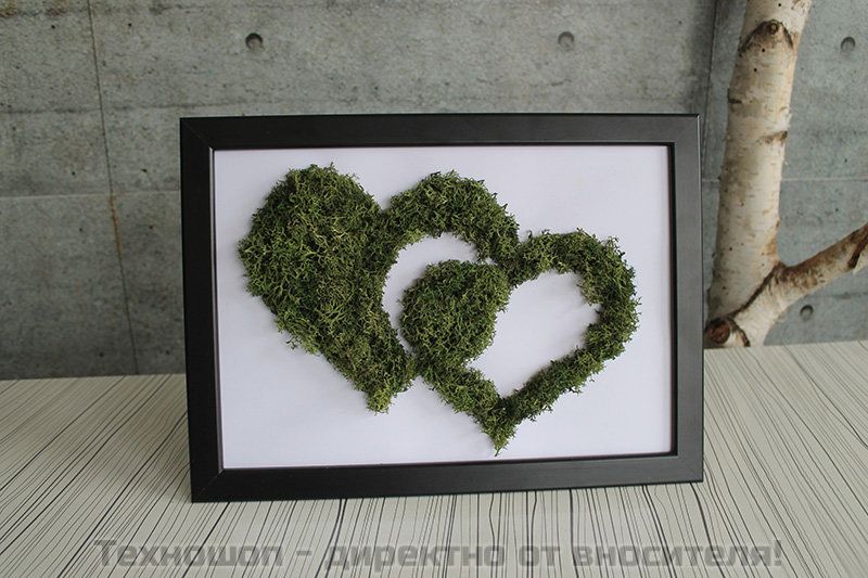 "GREEN HEARTS" - картина от жив полярен мъх – снимка 2