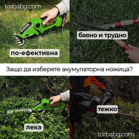 Немски Акумулаторен 2в1 Ножица WerkBull за храсти и трева + две батерии 36v 8Ah